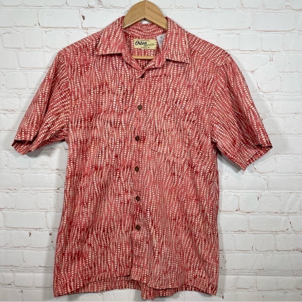 Orton Brothers Shirt Men Small Orange Hawaiian Casual Short Sleeve Button Up